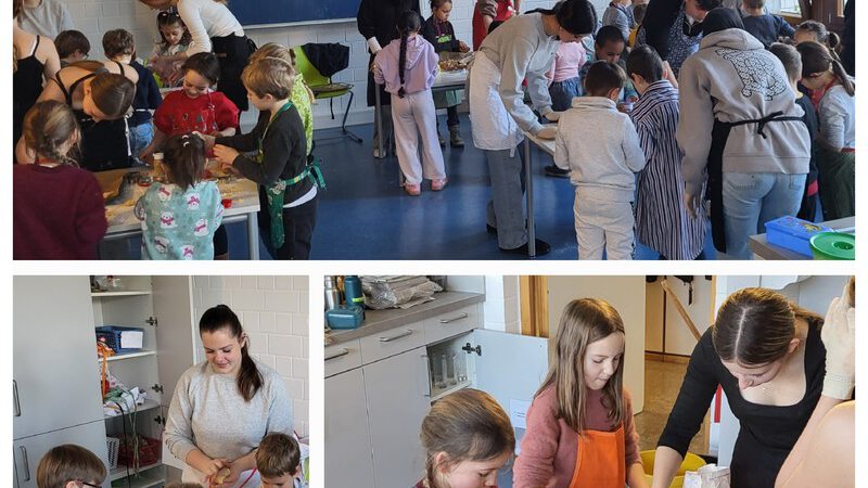 Gemeinsames Plätzchen backen in der Schulküche