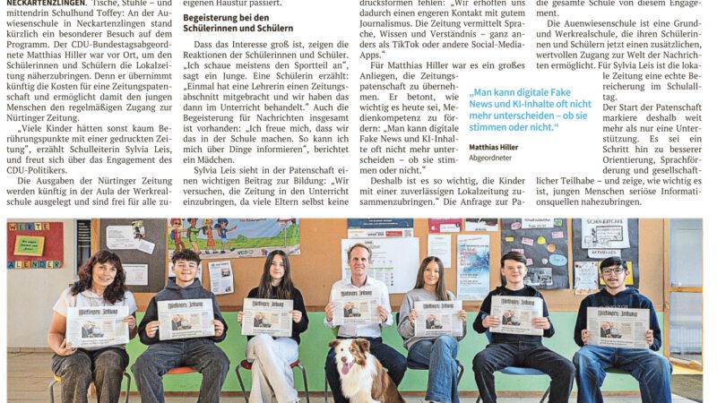 Zeitungspatenschaft an der Auwiesenschule