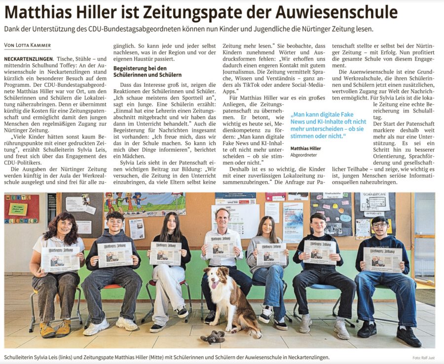 Zeitungspatenschaft an der Auwiesenschule